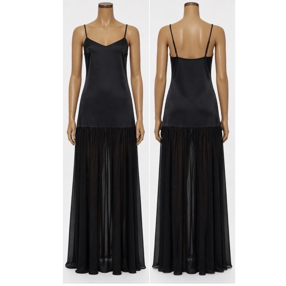 Show Me Your Mumu Dalia Maxi Dress Womens XL Black Luxe Satin Partially Lined - Picture 2 of 11